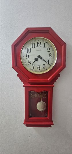 Vintage Style Concordia "Regulator" Wall Clock - Unique Red Finish, Works Perfectly!