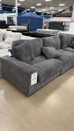 Gray Corduroy Sectional Sofa