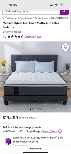 King Bed frame And Mattress