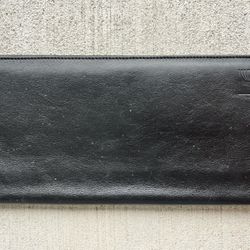 Vintage Travel Document Wallet – Black Faux Leather Organizer – Airline Tickets & Passport Holder 1980s–1990s | Embossed Logo | Multiple Compartments