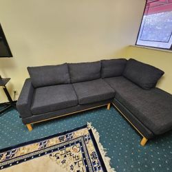 Black Sherpa Sectional Sofa with Right-Facing Chaise