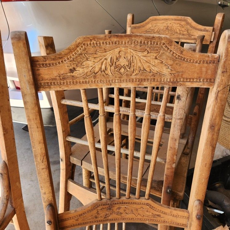 Antique Wood Chairs Ready For Restoration