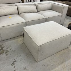 Modern Sofa With Ottoman Light Grey 