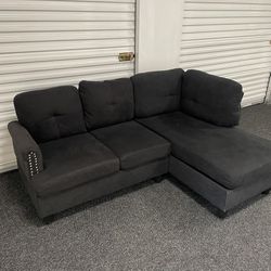 Black Sectional Couch (Can Deliver) *Comes Apart*