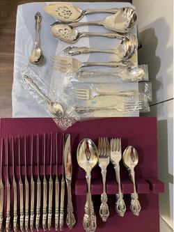 Silver-Plated Flatware Set with Serving Pieces