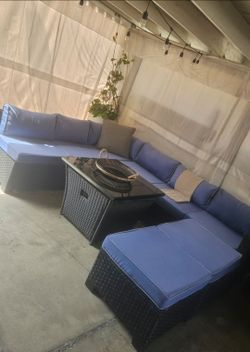 Patio Sectional Set With Table Fire Pit/9pc Sectional Set/Outdoor Furniture/Cash Only