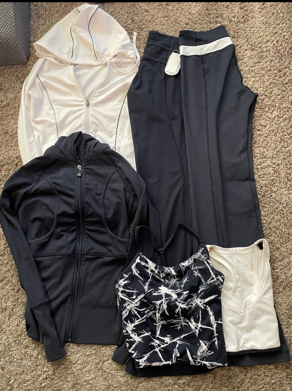 Adrienne Vittadini quick dry 6pc navy white yoga lounge sets XS/S
