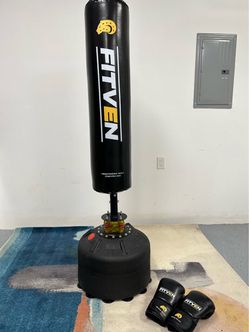 FITVEN Freestanding Punching Bag 70''-205lbs with Boxing Gloves Heavy Boxing Bag with Suction Cup Base for Adult Youth Kids - Men Stand Kickboxing Bag