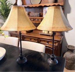 Set of 2 Large Tan Faux Leather Bell Lamp Shades – 15”