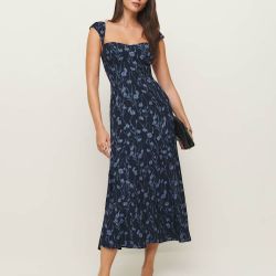 Reformation Bryson Dress In Georgia Blue, New without tags, never worn.