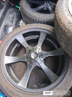 Black 22s 5 lug universal 4 good rims and tires