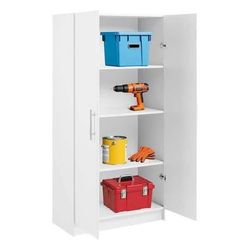 Wood Freestanding Garage Cabinet in White (32 in. W x 65 in. H x 16 in. D)
