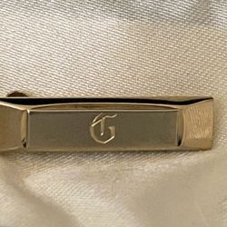 Vintage Hickok USA Gold & Silver Tone Engraved G Tie Clip