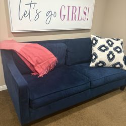 WEST ELM Blue Velvet Couch
