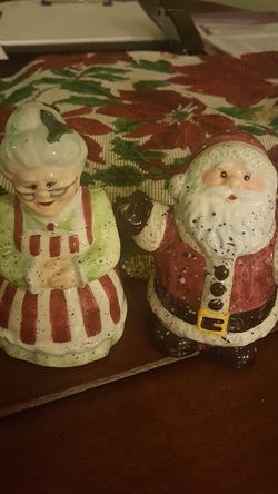 Christmas salt and black pepper shakers