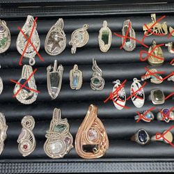 Wire Wrapped Pendants And Rings 