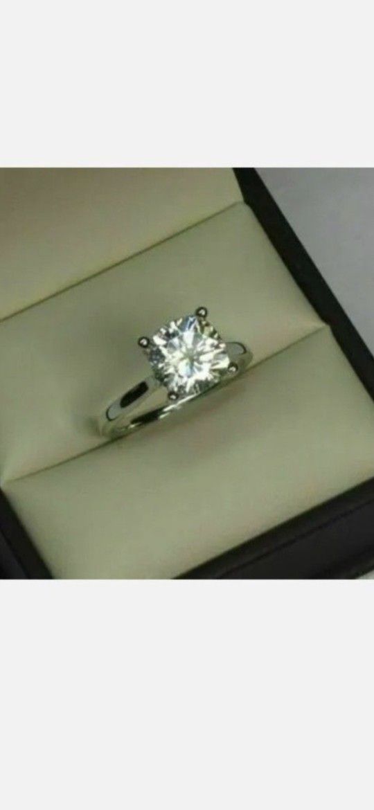 Certificate Included 3.5 Ct Cushion Cut Moissanite Hidden Halo Engagement Ring 14k White Over Silver