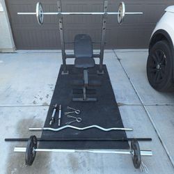 Golds Gym Weight Lifting Bench w/ Weights