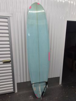 8' mid length surfboard  - blue and white