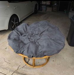 Papasan Chair Grey Cushion Rattan Frame