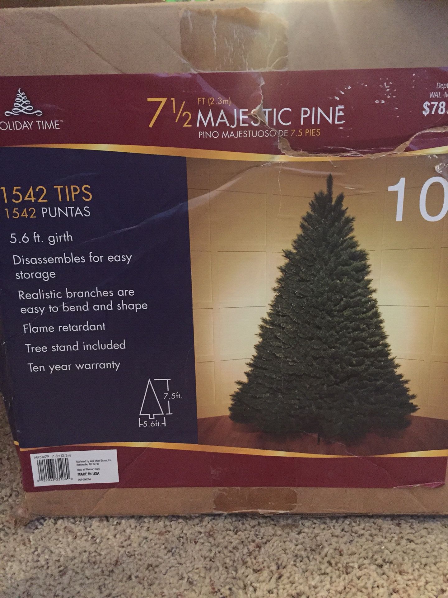 7 1/2 ft Majestic Pine Artificial Christmas Tree
