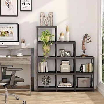 New 12 Shelf Industrial Ladder Corner Bookshelf