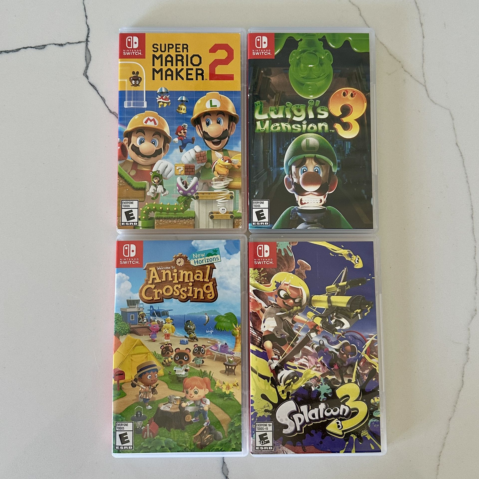 4 Nintendo Switch Games | Splatoon 3, Animal Crossing, Mario Maker, Luigi’s Mansion