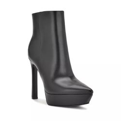 MRSA $149 Nine West Women's Loraa3 Platform Booties Black Heeled Boots 
