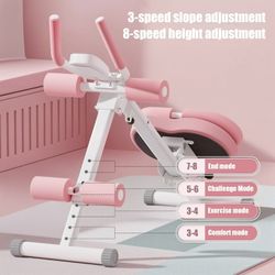 Ab Machine, Pink Ab Workout Equipmen with LCD Data Display Screen, 5 Levels Height Adjustments Abdominal Trainer, Full Body Workout, NEW