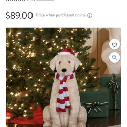 Holiday Time Life-Size Animated Golden Retriever Christmas Figurine, 34" Talking Dog