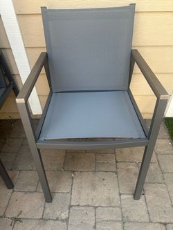 Gray Aluminum Outdoor Patio Dining Chair