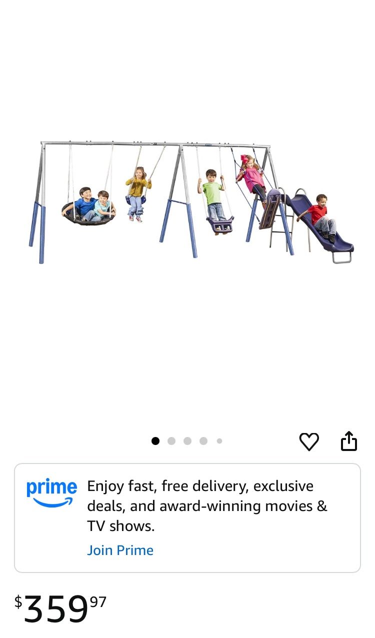 XDP Recreation Surf N Swing 5 Station Outdoor Swing and Play Set with Slide