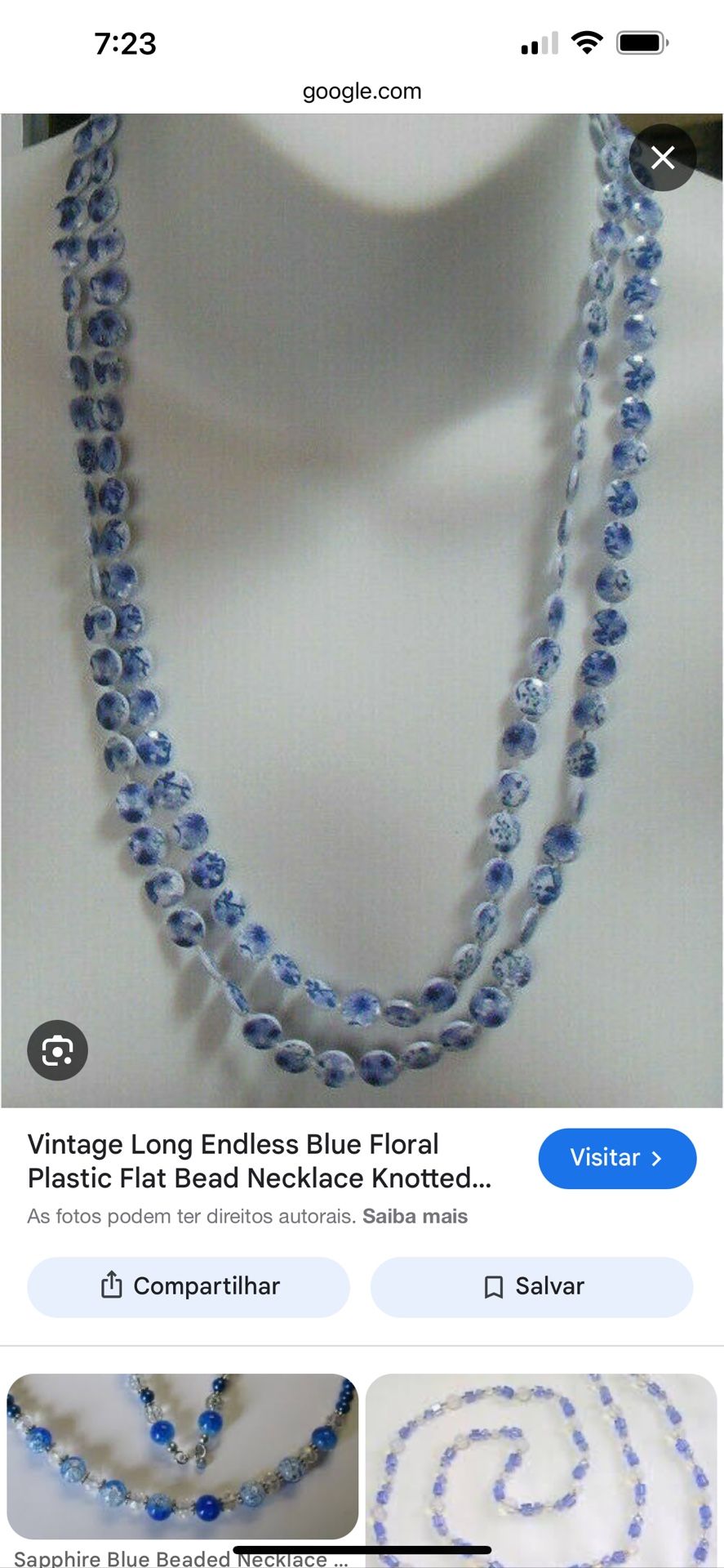 Floral Plastic Necklace Flat Bead Knotted Silk Thread