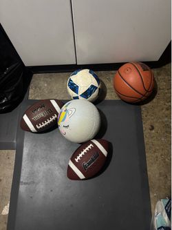 5 sports ball and 12 short yellow cones