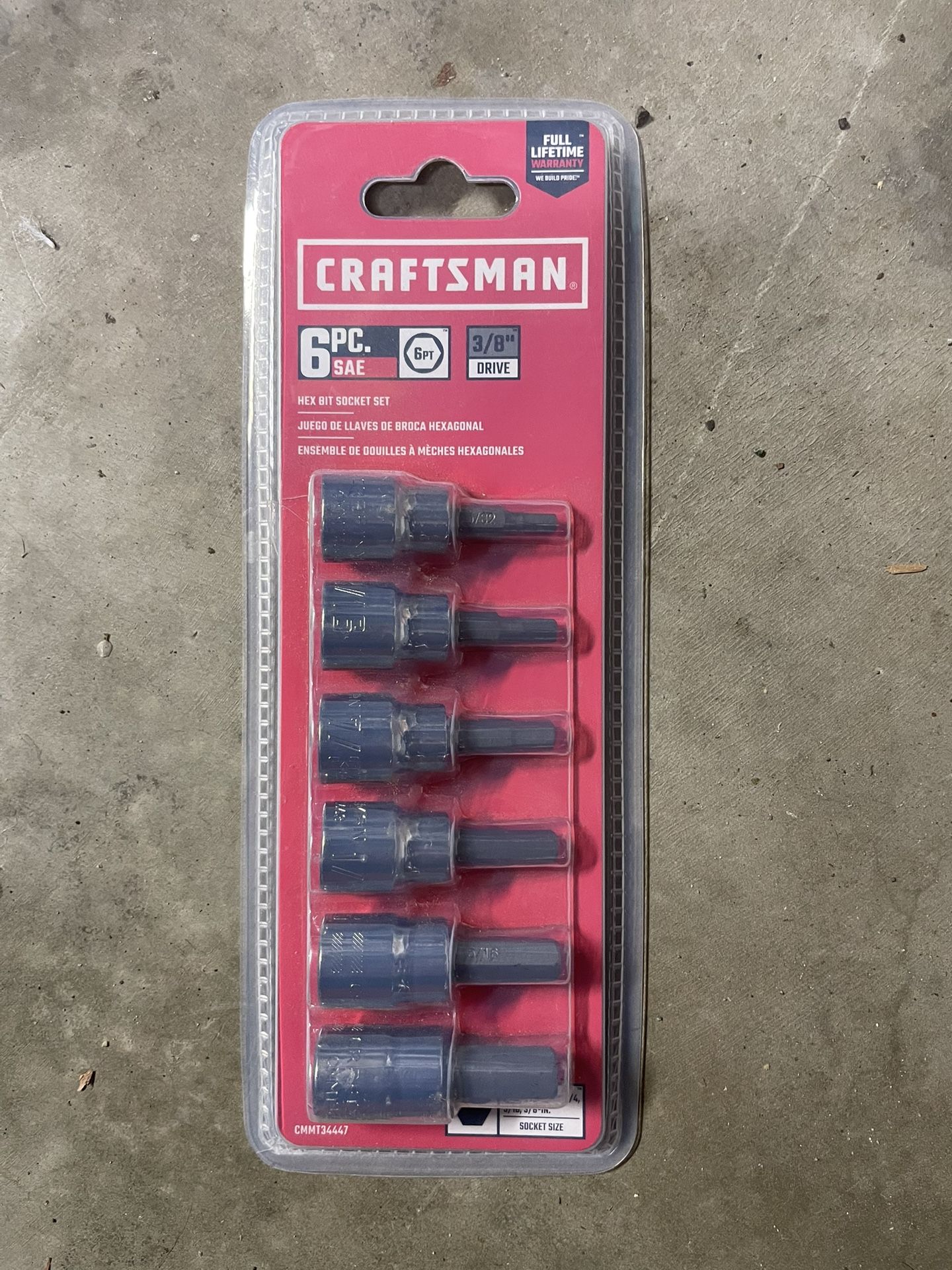Craftsman 6pc SAE 3/8” Hex Bit Socket Set
