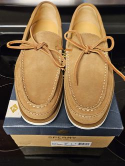 Sperry Gold Cup Kittale 1-Eye Nubuck Boat Shoes Men Size Linen Tan STS1899 NIB