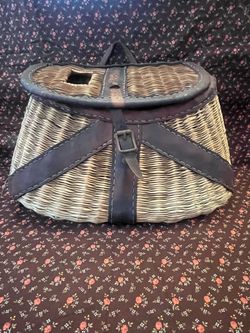 Vintage wicker fishing creel basket