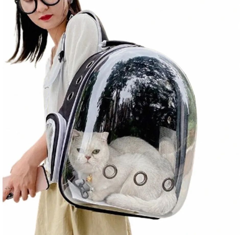 Black (NEW) PetPack (5 Colors ) Adorable Bubble Carrying Bag for Small, dogs Cats, Space Capsule Pet Park, Hiking backpack, Airline Approved Travel