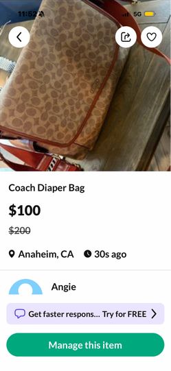 Coach diaper bag