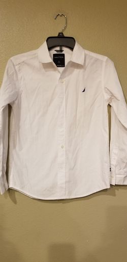 New Boys Nautica size 10/12 white button shirt