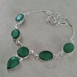 Rough Brazilian Emerald cabochon necklace 22’