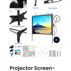 Outdoor Projector Screen- 80 inch ( One Of The Poles Is Broken But Can Be Easily Taped. 