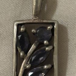 Vintage Elegant Black Purple Stone Pendant SILVER