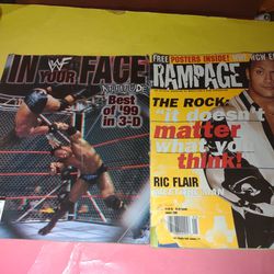WWE Magazine Vintage Rampage And 3D January 2000 And February 2000 Attitude Era Posters Articles Chairs Tables Dudley Stone Cold The Rock NWO ECW WCW