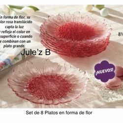 Juego De 8 Platos Wildflower En Forma De Flor Nuevos En Sus Cajas 