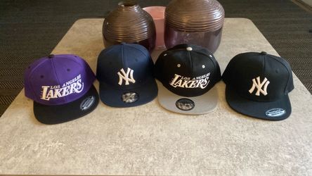 LA Lakers & NY Yankees Snapback Hats – Set of 4