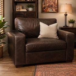 Chair and a half brown leather great condition