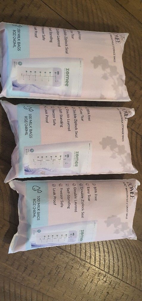 3 Zomee Breast Milk Storage (100 Bags In Each)