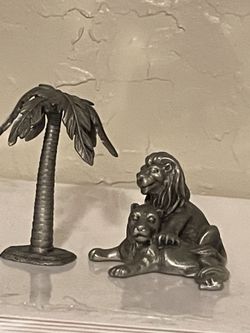 Pewter Lion And Palm Tree