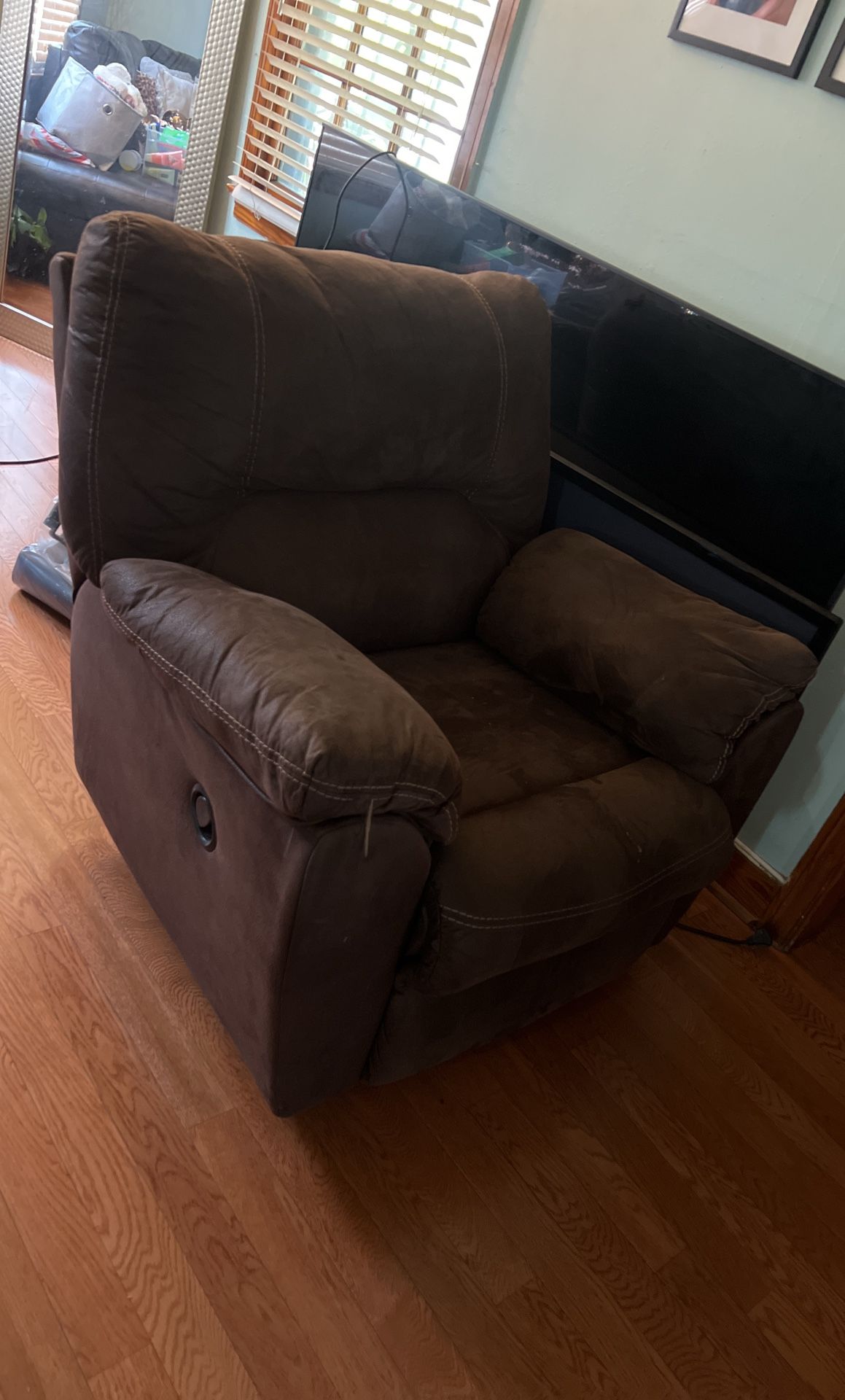Brown Suede Recliner